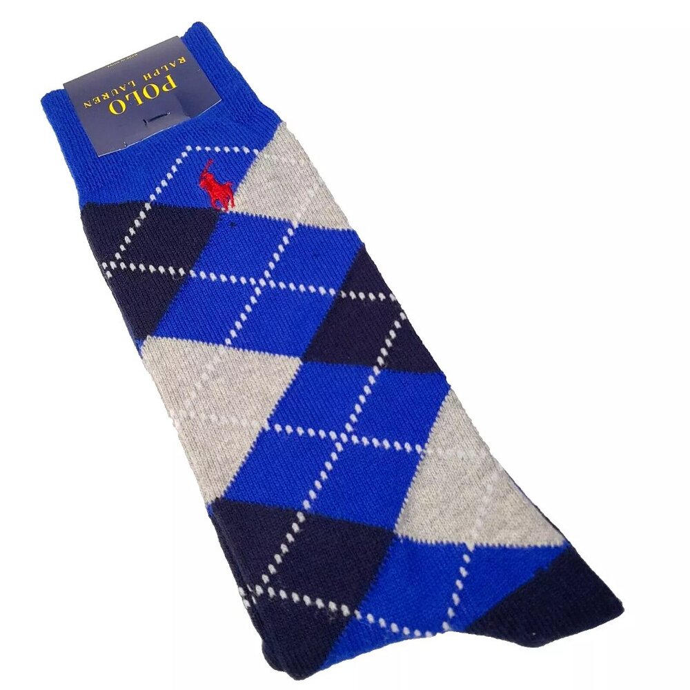 Polo by Ralph Lauren Blue and Gray Argyle Dress Socks